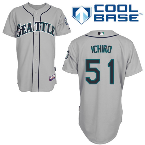 Mariners #51 Ichiro Suzuki Grey Cool Base Stitched MLB Jersey - Click Image to Close